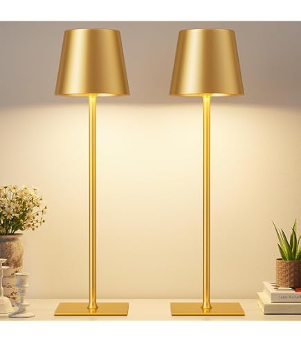 YSTDHL - Juego De 2 Lámparas De Mesa Inalámbricas Modernas, De 3 Colores Continuos, Lámpara