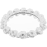 Beavorty Home Decor Home Decor Perfume Tray with Rose Design Ative Mirror Tray Jewelry Trinket Perfume Organizer for Dresser Bedroom Bathroom Vanity Vintage Vintage