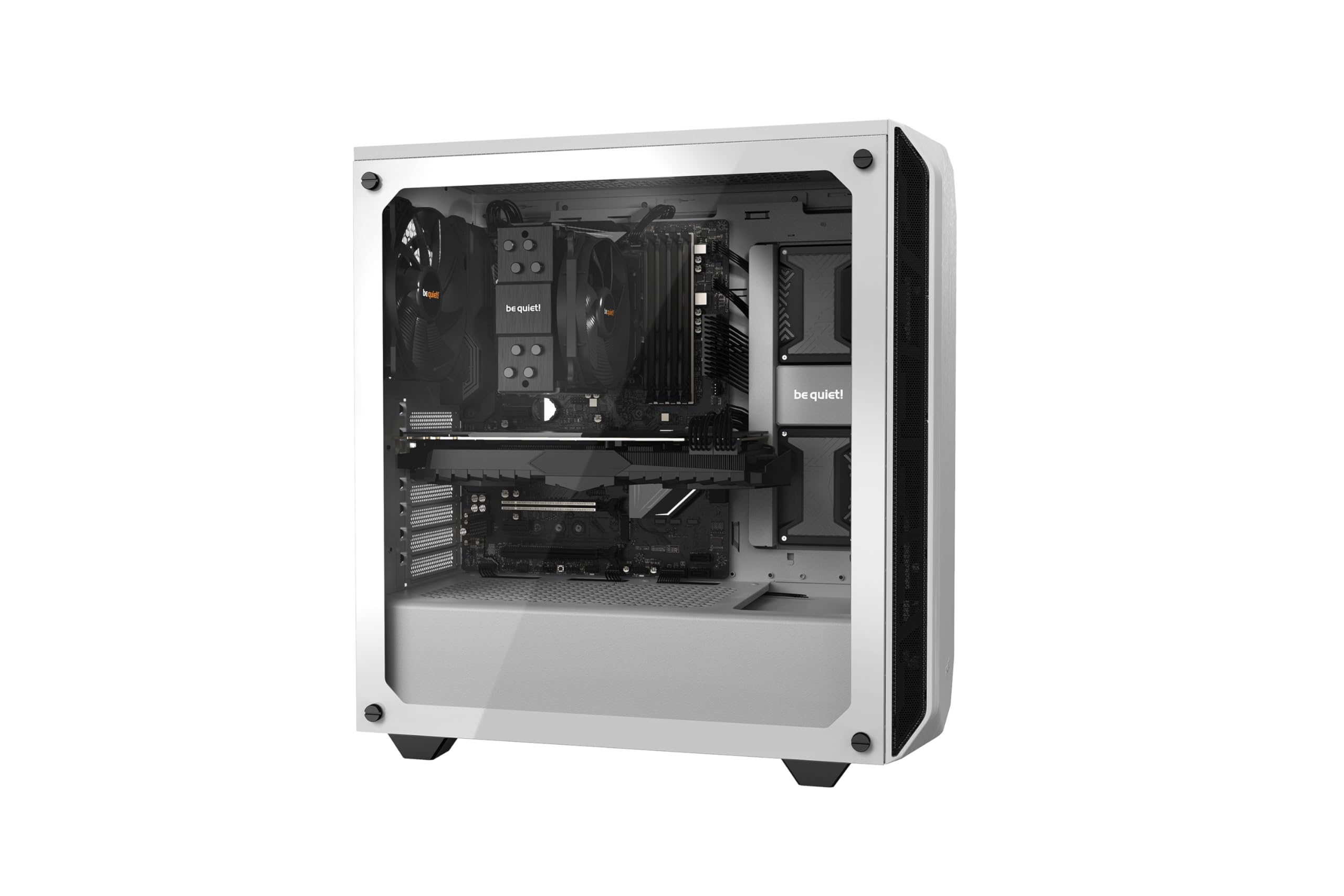 be quiet! Pure Base 500 ATX Midi Tower PC case | Tempered Glass Window | Two Pre-Installed Silent Wings Fans | White | BGW35