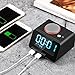 Alarm Clock USB Charger for Bedroom,2 USB Charging Ports Phone Charger Compatible with iPhone and Android,Snooze Fuction, 4 Dimmer Larger Font Display and Temperrature [Upgraded Version](Black)