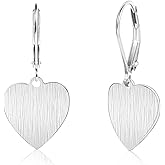 LANCHARMED 14K Gold Dangle Earrings for Women,Lightweight Circle Disc Coin Geometric Flat Brushed Drop Earrings, Hypoallergenic Leverback Earrings S925 Jewelry