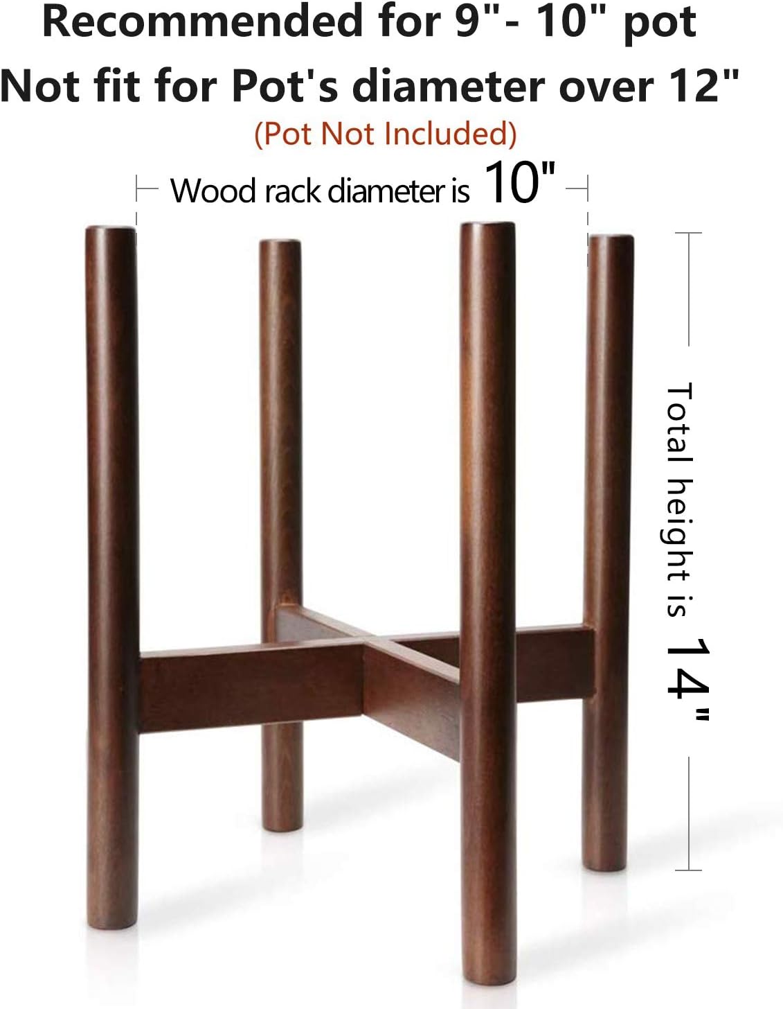 Mkono Plant Stand Mid Century Wood Flower Pot Holder (Plant Pot NOT Included) Potted Stand Indoor Display Rack Rustic Decor, Up to 10 Inch Planter, Dark Brown : Garden & Outdoor