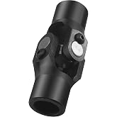 GLOCRORET 3/4" Round x 3/4" Smooth Round Steering Universal Joint | Single Steering U-Joint, 96mm Overall Length, Black Coating