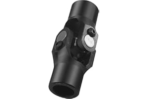 GLOCRORET 3/4" Round x 3/4" Smooth Round Steering Universal Joint Black 96mm Single U-Joint Shaft