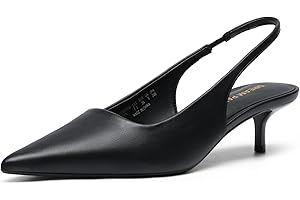 DREAM PAIRS Women's Kitten Heels Slingback Low Closed Toe Comfortable Pumps Pointed Toe Wedding Party Elegant Dress Shoes