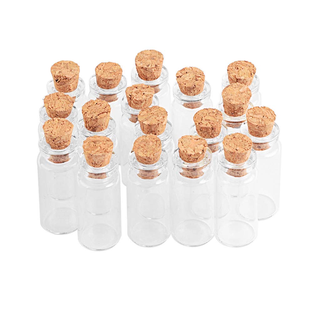 Jarvials100pcs Capacity 1.4ml with Soft Cork Transparent Glass Bottle，DIY Can Be Made Into A Unique Gift. (1.4ml)