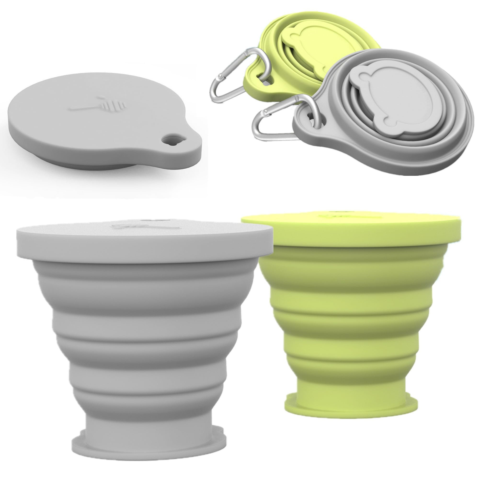 Photo 1 of IYYI Collapsible Cup for Traveling, Silicone Camping Cup, Foldable Mug with Lid, Portable Cup for Camping, Hiking, Outdoors, Travel, Folding Mug (Gray-Matcha