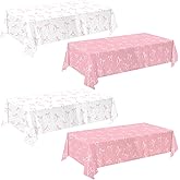 QIYANPAX 4 Pack Pink Bow Tablecloth, Coquette Birthday Decorations, Bow Disposable Table Cover for Wedding Engagement Bridal Birthday Decorations, 54 x 108 Inch