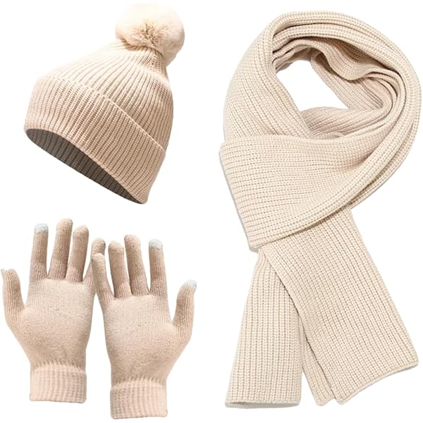 Winter Hat Scarf Gloves and Scarf, Warm Knit Beanie Pompom  display picture 1