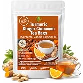 Turmeric Ginger Cinnamon Herbal Blend Tea (T&eacute; de Canela con C&uacute;rcuma y Jengibre) Premium &ndash; 50 Bags &ndash; 100% Natural, Vegan, Caffeine-Free, No Additives &ndash; Supports Digestion &amp; Wellness &ndash; Eco-Conscious Tea Bags, Panza &ndash; by BexpertsUSA