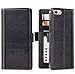iPulse Journal for iPhone 8/7 Italian Full Grain Leather Handmade Flip Wallet Case for iPhone 8 and iPhone 7 - Black