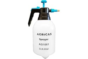 AGRICAS 0.5 Gallon Hand Pump Sprayer, 2L Pressure Garden Sprayer, Handheld Weed Sprayer with Adjustable Brass Nozzle, Pump Mister, Lawn and Garden Care, Watering, Outdoor and Auto - Multi-Purpose