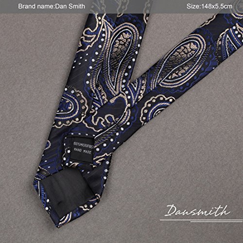 DAE7B09G Black Blue Tan Patterned Microfiber Skinny Tie Fitness For Marriage Narrow Tie By Dan Smith