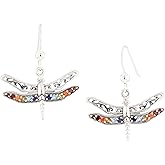 Jewelry Trends Sterling Silver Filigree Wing Dragonfly Dangle Earrings