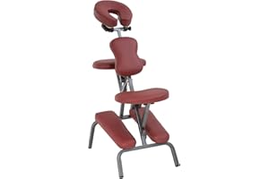 PayLessHere Massage Chair Portable Tattoo Chair Folding Height Adjustable 2 Inch Thick Sponge Light Weight Therapy Chairs Carring Bag Face Cradle Travel Spa Chairs,Burgundy
