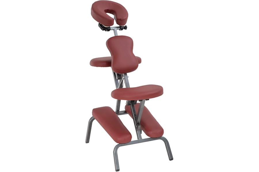 PayLessHere Massage Chair Portable Tattoo Chair Folding Height Adjustable 2 Inch Thick Sponge Light Weight Therapy Chairs Carring Bag Face Cradle Travel Spa Chairs,Burgundy