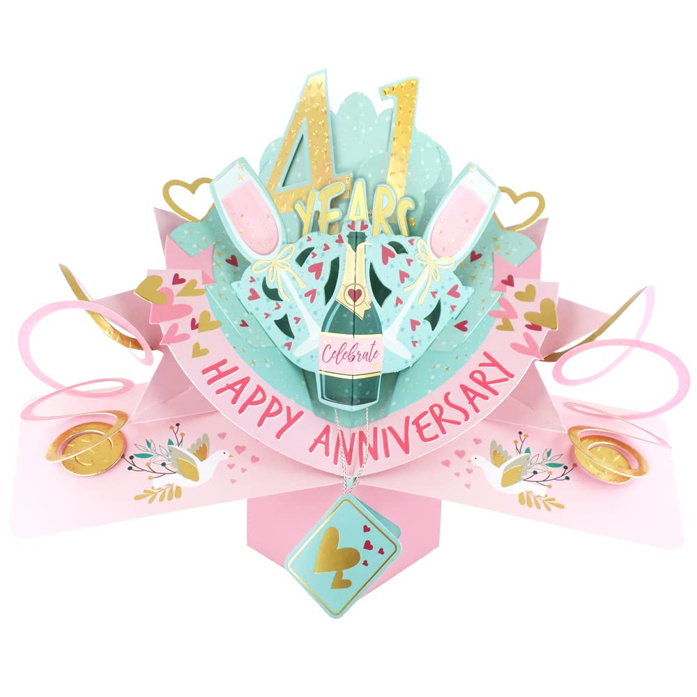 41 Years Happy 41st Anniversary Pop-Up Greeting Card Love Kate's 3D Pop Up Cards POP216MC41