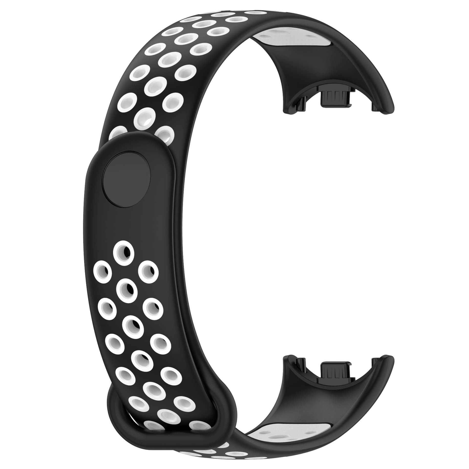 QINOUK Silicone Strap for Xiaomi Mi Smart Band 8, [Breathable] Soft Silicone Sport Replacement Strap, Two-tone Strap, Adjustable Design, for Xiaomi Band 8-Black White