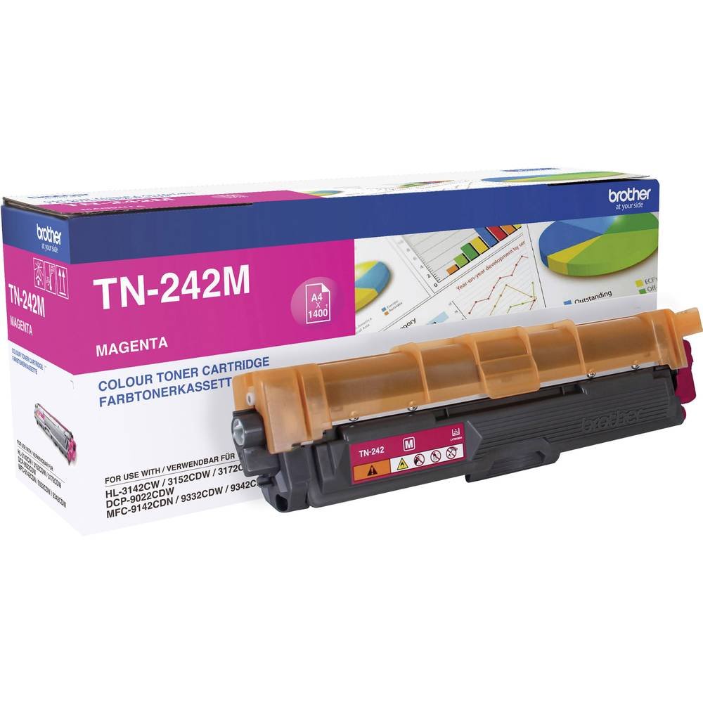 Brother TN-242M Toner Cartridge, Magenta, Single Pack, Standard Yield, Includes 1 x Toner Cartridge, Brother Genuine Supplies