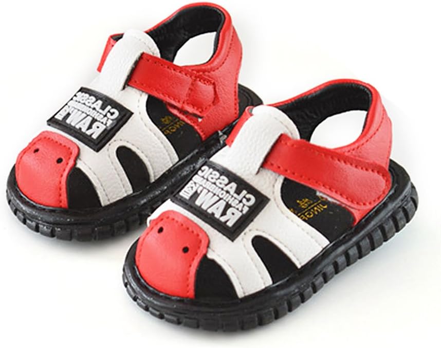 Robasiom Baby Squeaky Shoes Squeaky Sandals Anti-Slip First Walkers for Toddler Boys Girls,Red
