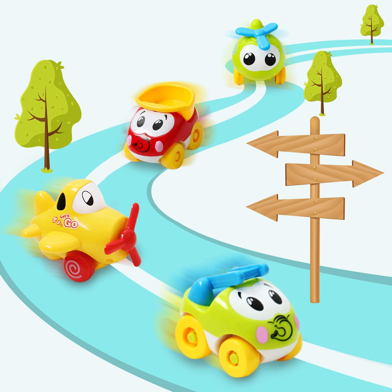 Pull Back-Autos Push and Pull-Autos Für Kleinkinder 1 2 3 4 Jahre altes