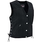 Vance Leather USA Women's Sleeveless Denim V Neck Vest With Conceal Carry Pockets