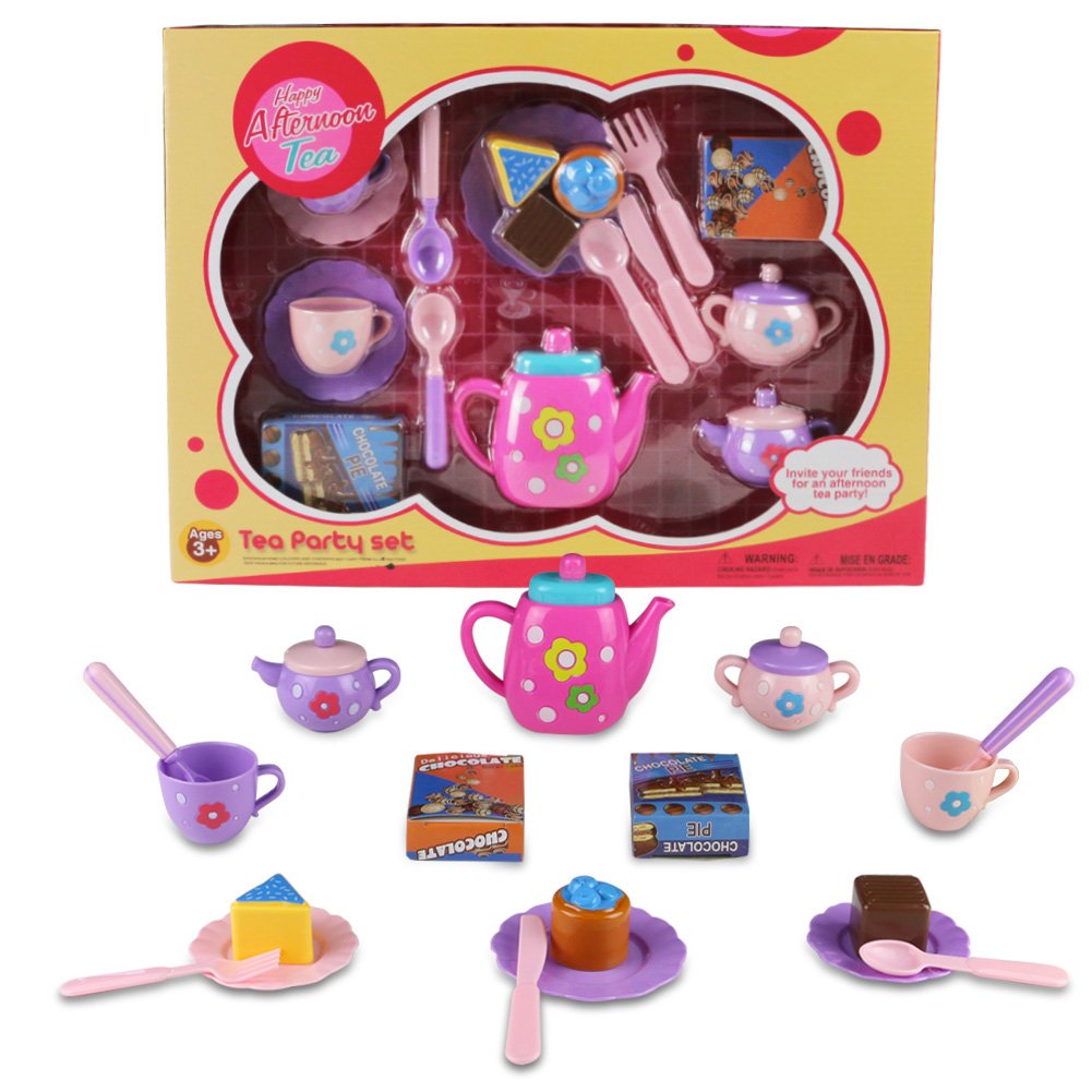 Tea Set Toy Teapot Pretend Role Play Food Kitchen Game for Kids Children 3 4 5 6 Year Old