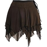 Verdusa Women's Y2k Renaissance Skirt Asymmetrical Hem Flowy Tierd Layer Fairy Goth Rave Outfits