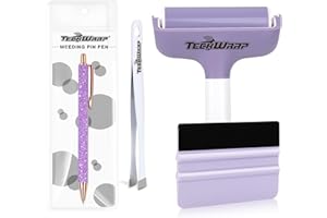 TECKWRAP Brayer Roller Set, 4 PCS – Printmaking Brayer with Pin Pen, Tweezers & Felt Squeegee for Vinyl, Iron-On, Scrapbooking, Stamping, and Card Making