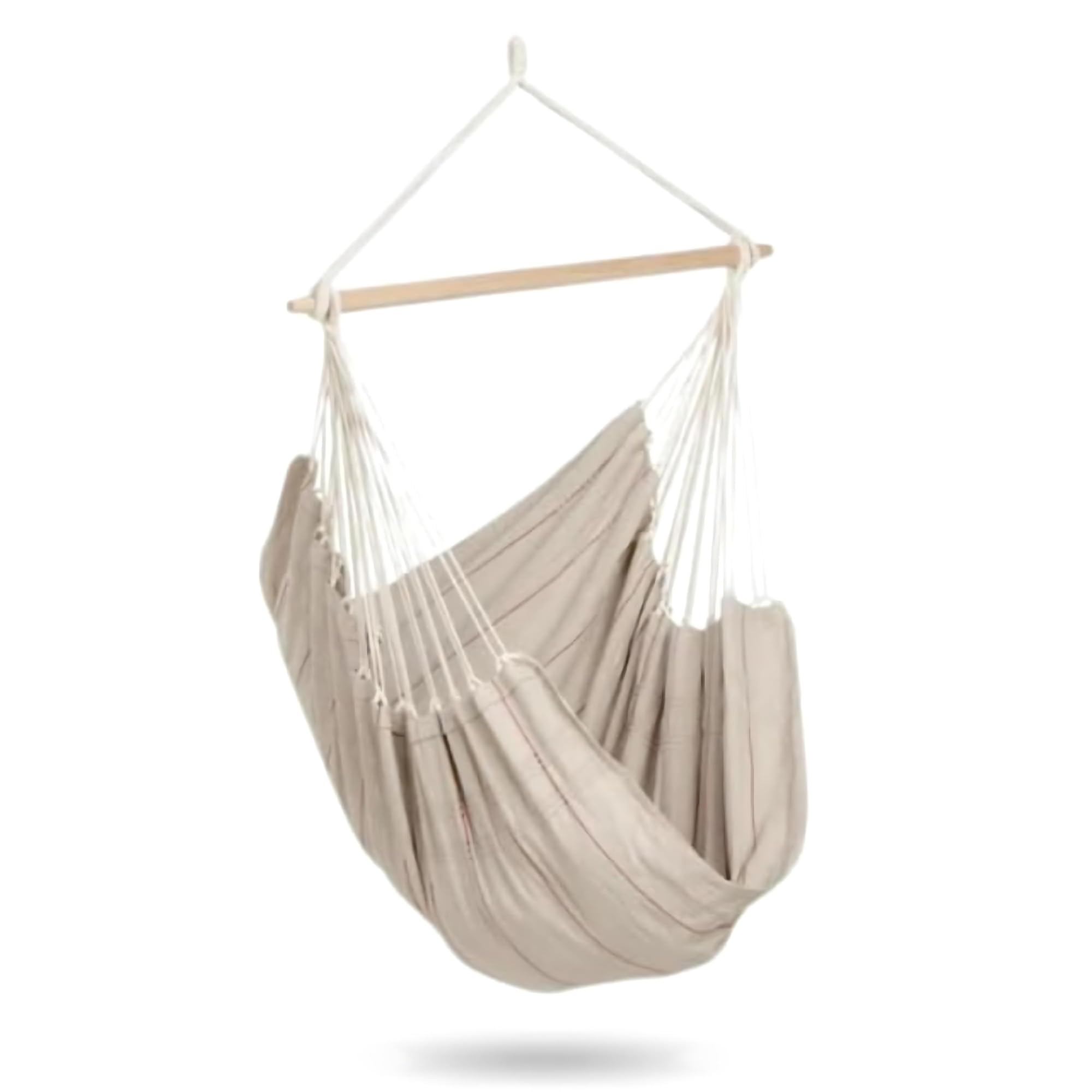 AMAZONAS XL Hanging Chair Handmade in Brazil Artista Sand with Cross Bar Made of FSC Beech Wood 110 cm up to 150 kg in Light Beige