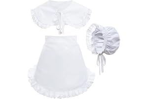 ALAMIYA Sun Hat Mob Cap Victorian Pioneer Prairie Bonnet Colonial Headwear Shawl Wrap Stole Apron Costume