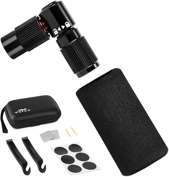 WOTOW CO2 Inflator kit with CO2 inflator, tire levers, and hard case