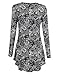 SunnyLady Women Print Long Sleeve Flared Tunic Top