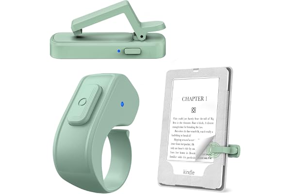 Page Turner Ring for Kindle,Remote Control for iPhone iPad Android Tablets E-Readers,Clicker Page Turner for Kindle Accessories for Camera Video Record&Shutter Selfie (Green)