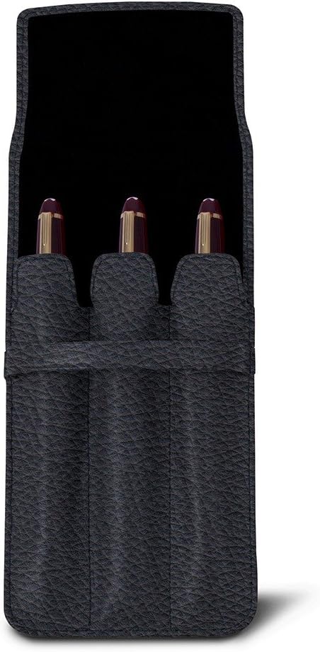 Lucrin - Case for 3 pens - Navy Blue - Granulated Leather