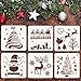 Koogel 20 Pcs Christmas Stencils, Holiday Stencils Merry Christmas Stencil Christmas Word Stencils for Painting Christmas Snowflakes Snowmen for Planner Diary Card DIY Drawing 5X5inch