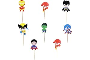 CONFETTI! Confetti 24pc Cartoon Superhero Cupcake Topper for Kids Birthday Party Cake Decoration Supplies Super Heroes Cupcake Toppers Cupcake Toppers/Super Heroes Party Supplies/Superheroes Inspired