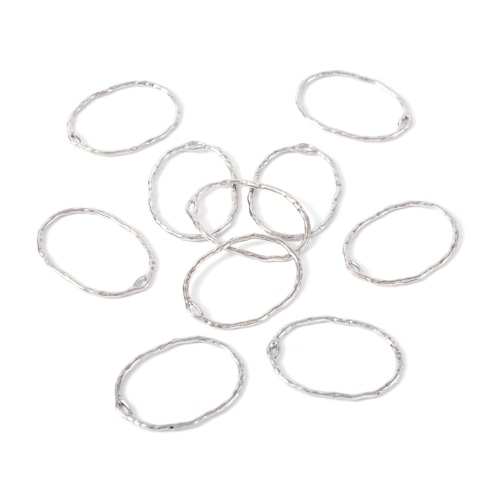 PandaHall 10pcs Alloy Oval Open Back Bezel Pendants - Platinum Plated Resin Earring Hollow Frame Blanks for DIY Resin Pressed Flower Jewelry Making