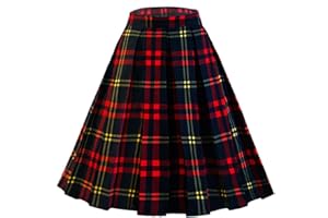 Dressever Women's Vintage A-line Printed Pleated Flared Midi Skirts