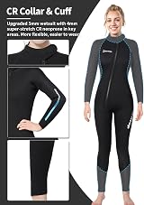 Owntop Wetsuit 5mm Women Zip Front Full Length GBS Seams Black XL view 5