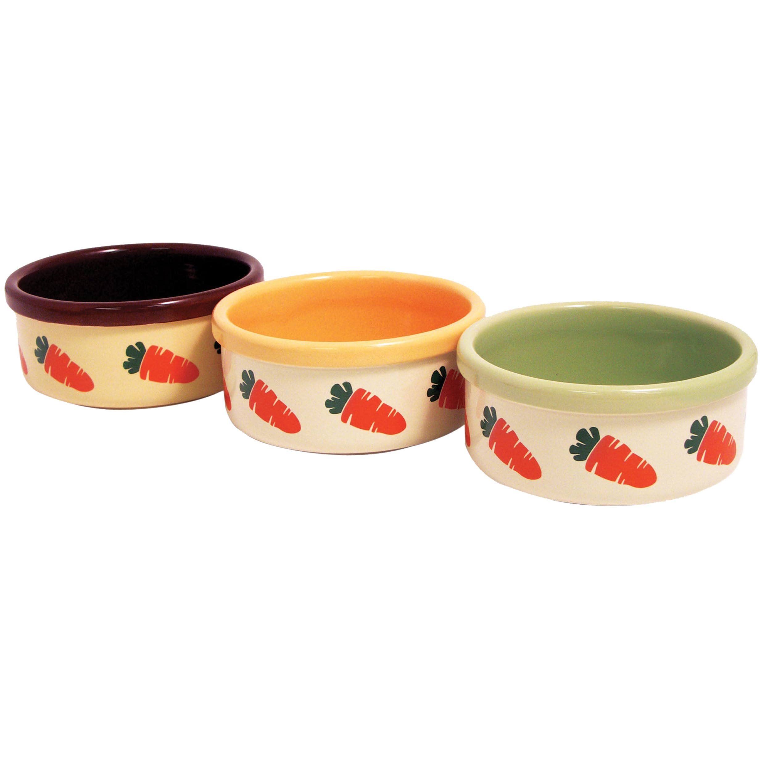 Rosewood Stoneware Ceramic Pet Bowl for Small Animals - Carrot Design, Food Bowl for Guinea Pigs, Hamsters, Rabbits, Degus, and Ferrets, 13 cm (1pc, Assorted Colours)