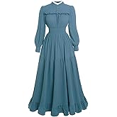 Vibsion Victorian Dress for Women 1800s Long Sleeve Edwardian Dresses Medieval Renaissance Costume