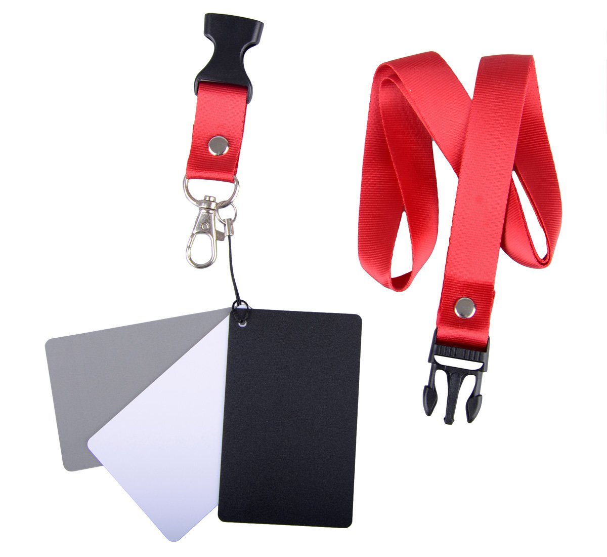 Set of 3 grey cards grey/white/black in credit card format (size S), incl. Carrying strap.