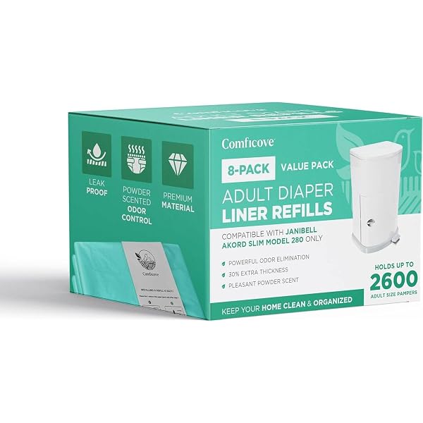 4 Pack Janibell Akord 330 Adult Diaper Refill Liners - Lightly Scented & Leak-Proof