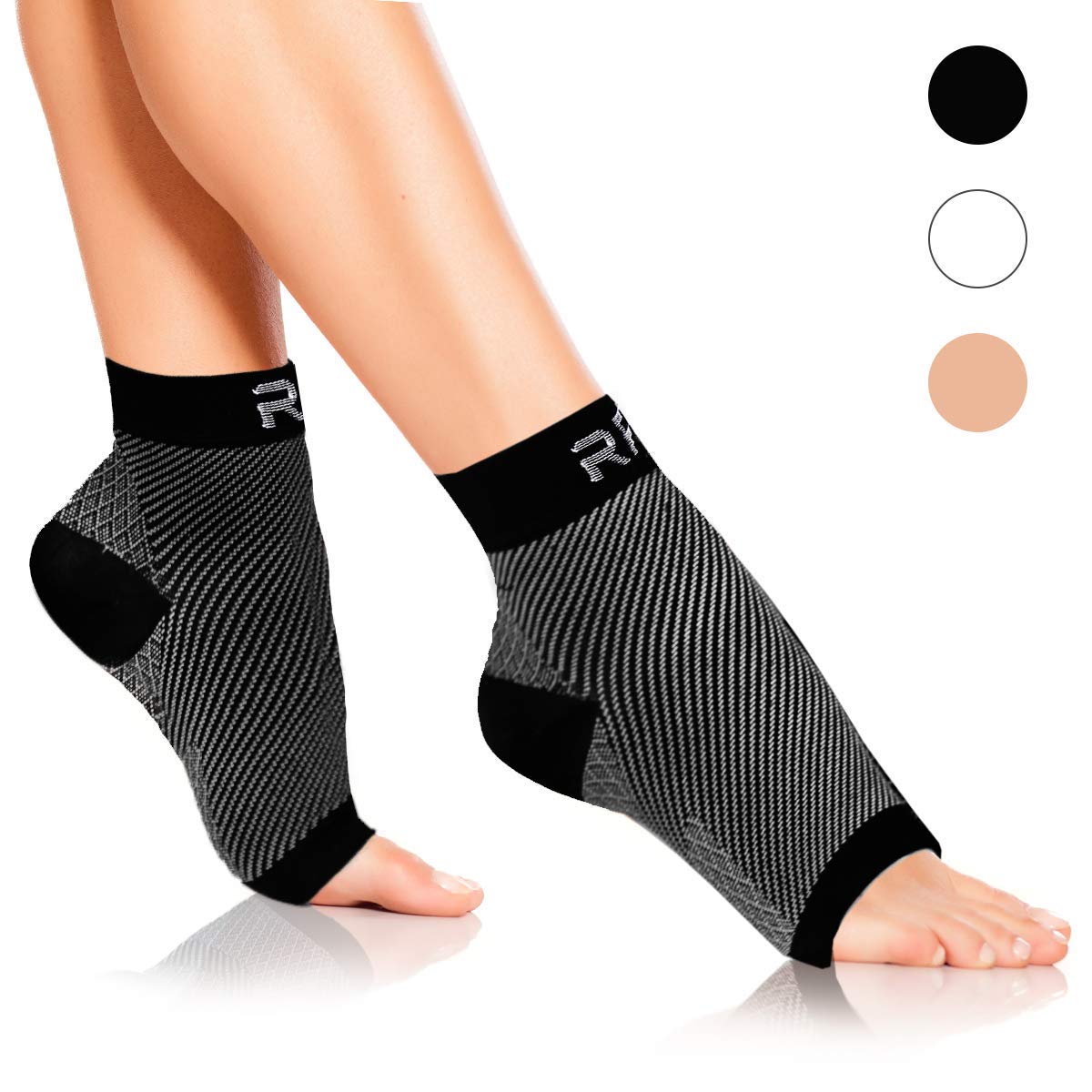 Plantar Fasciitis Foot Compression Sleeves for Injury Rehab & Joint Pain. Best Ankle Brace - Instant Relief & Support for Achilles Tendonitis, Fallen Arch, Heel Spurs, Swelling & Fatigue