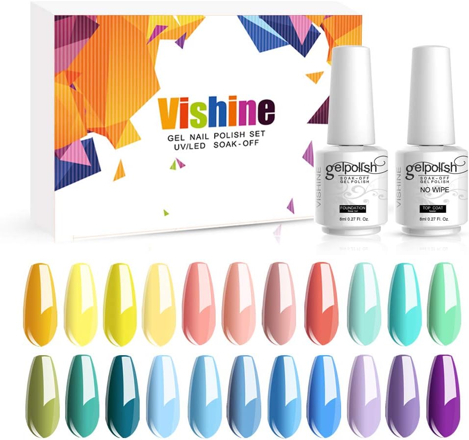 Vishine 24 Colors Soak Off UV LED Gel Nail Polish Plain Summer Range
