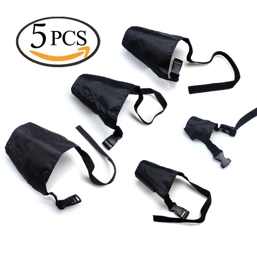 Avivnor 1SET of 5PCS Adjustable Breathable Secure Small Medium Large Extra Dog Muzzle,Black