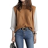 UANEO Women's Basic Round Neck Sleeveless High Low Pullover Knit Sweater Vest
