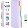 5 Subject Notebooks College Ruled, Spiral Lined Notebook with Removable Dividers, 300 Pages 100GSM Thick Spiral Writing Journal for Women & Men, Large A5 Notebooks for Work, School Supplies, 6" x 8"