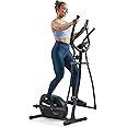 Sunny Health & Fitness 2-in-1 Smart Upright Elliptical Full-Body Exerciser w/Pulse Sensors, Home Cross-Training Cardio Workout Machine, Free SunnyFit App Bluetooth Link, Optional Long Stride Length